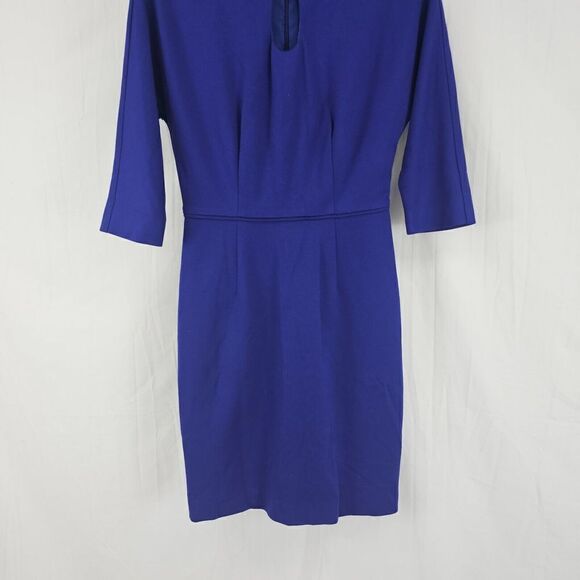 Trina Turk Women's Size 4 Blue Cutout Sheath Business Career Keyhole Half Sleeve - Picture 2 of 9
